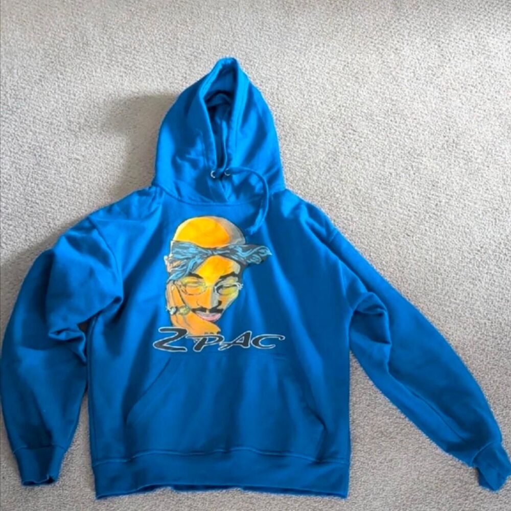 Tupac Men's Blue Hoodie